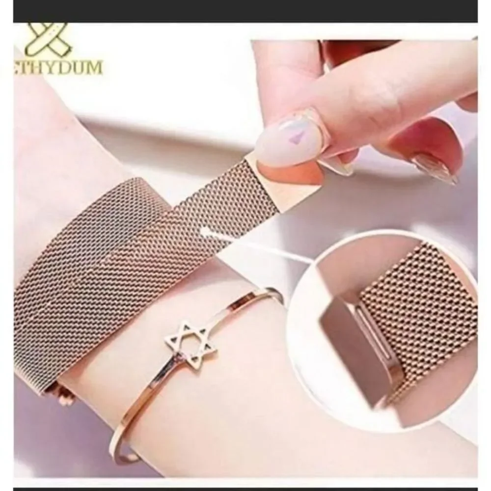 Milan mesh gold toned stainless steel magnetic watch band replacement Size 20m
